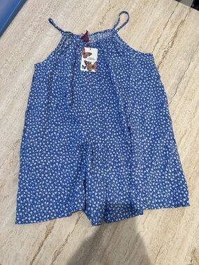 NEW 🆕 Suko Girl Blue Floral Spaghetti-Strap Flowy Romper size 10